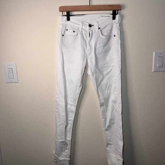 Rag & Bone White Skinny Jeans Raw Hem Women’s Size 25 30.5" Inseam - Picture 1 of 5